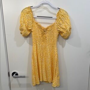 Faithfull the brand yellow floral mini dress